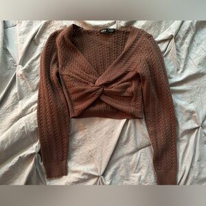 Twist front crop sweater